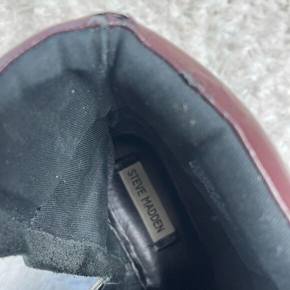 Steve Madden  Black Leather lace up wedge Boots brown trims side zipper … - Picture 11 of 14